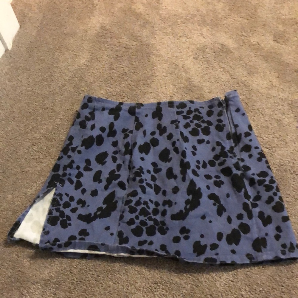 Blue Cow Print Mini Skirt From Urban